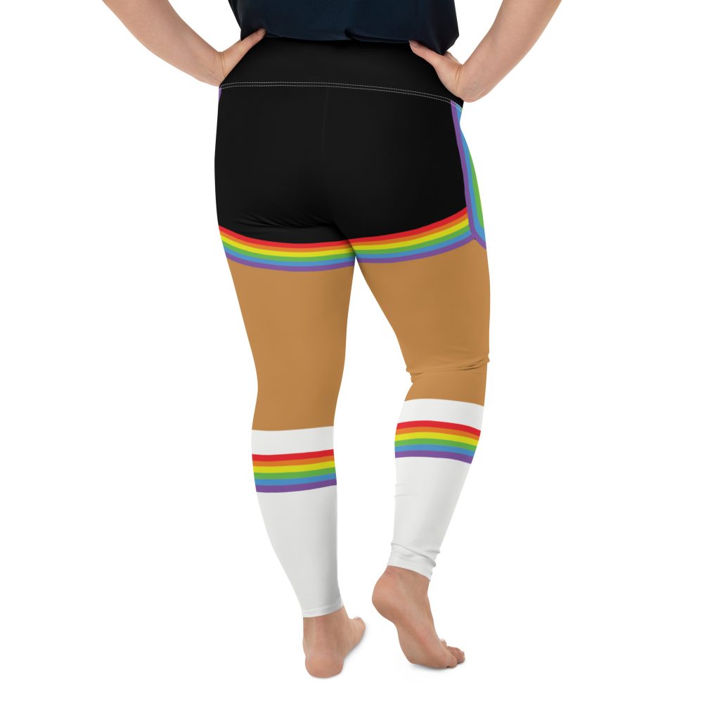 Rainbow Short Booty Shorts with Sport Socks 70’s Halloween Cosplay Costume Medium Dark Skin Plus Size Leggings - Image 3