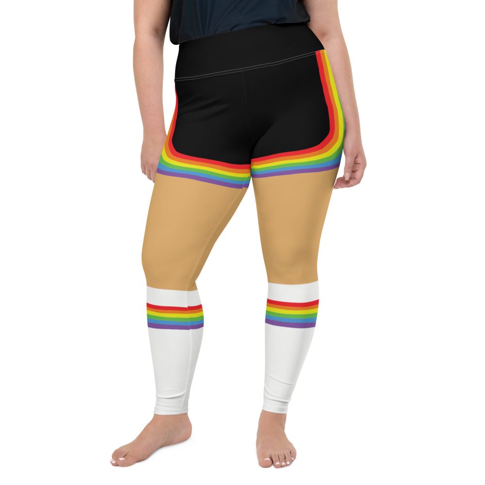 Rainbow Short Booty Shorts with Sport Socks 70’s Halloween Cosplay Costume Medium Skin Plus Size Leggings - Image 2