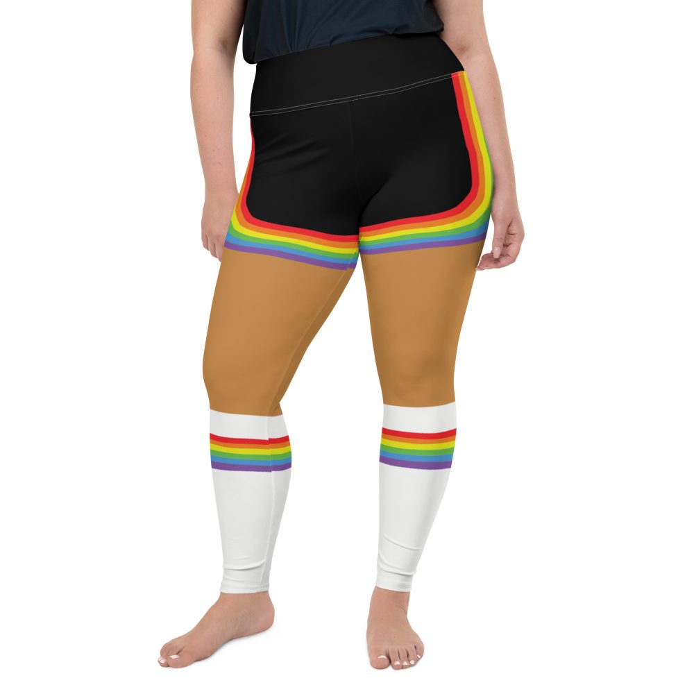 Rainbow Short Booty Shorts with Sport Socks 70’s Halloween Cosplay Costume Medium Dark Skin Plus Size Leggings - Image 2