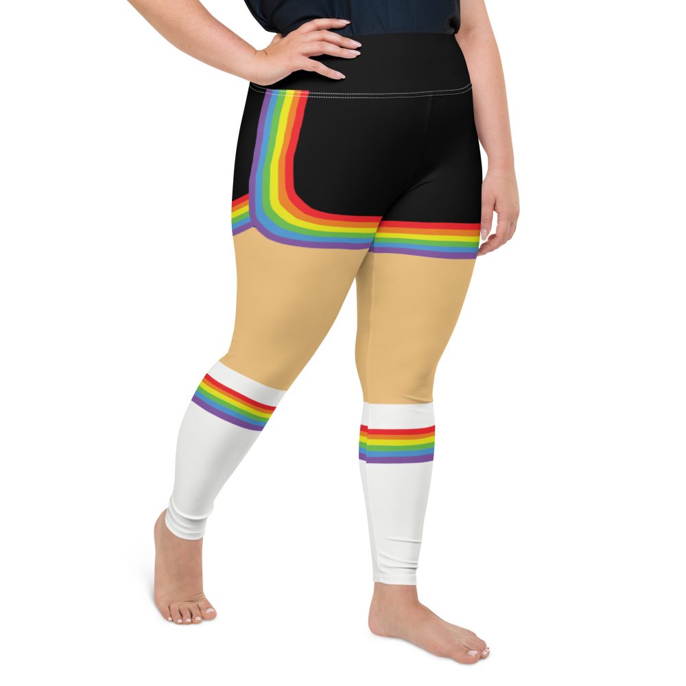 Rainbow Short Booty Shorts with Sport Socks 70’s Halloween Cosplay Costume Medium Light Skin Plus Size Leggings - Image 4