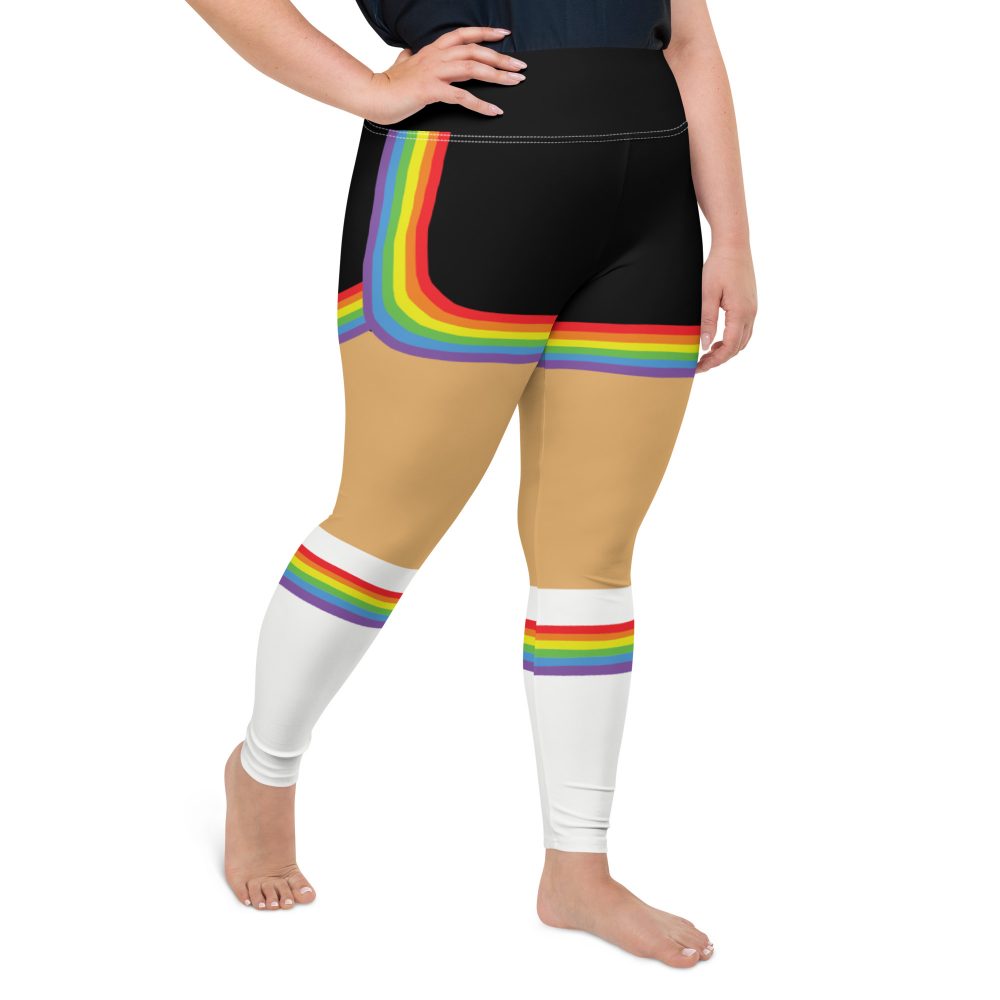 Rainbow Short Booty Shorts with Sport Socks 70’s Halloween Cosplay Costume Medium Skin Plus Size Leggings - Image 4