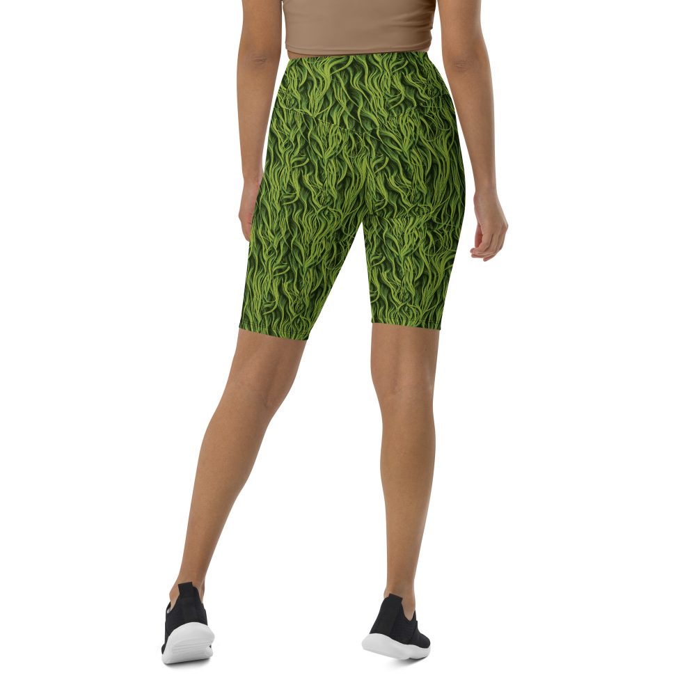 Green Fur Cosplay Costume Printed Bike Shorts - Image 5