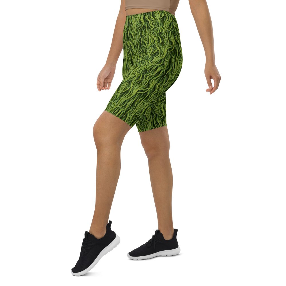 Green Fur Cosplay Costume Printed Bike Shorts - Image 4