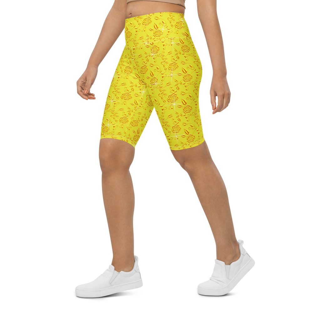 Snow White Cosplay Halloween Costume Yellow Flowers Bike Shorts - Image 6