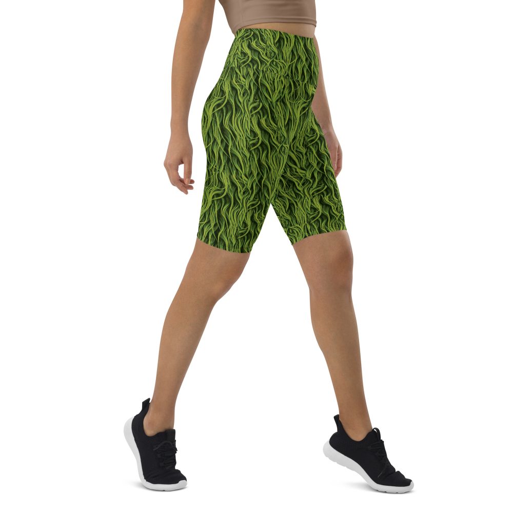 Green Fur Cosplay Costume Printed Bike Shorts - Image 2