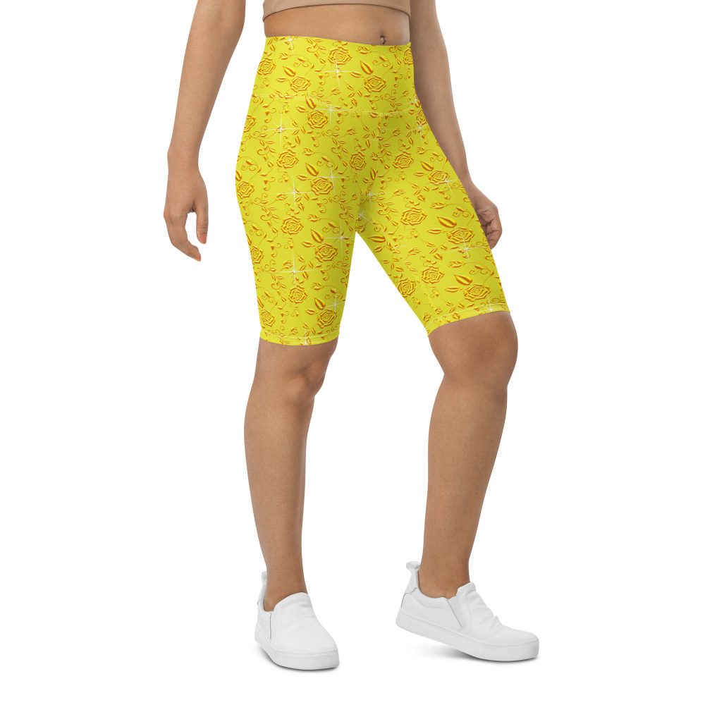 Snow White Cosplay Halloween Costume Yellow Flowers Bike Shorts - Image 3