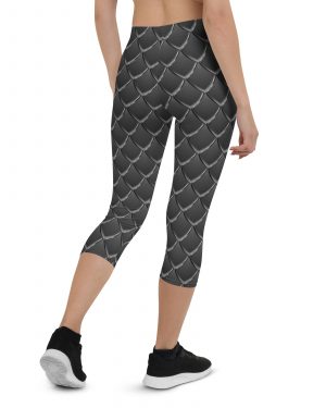 Dragon Cosplay Costume Black Scales Capri Leggings