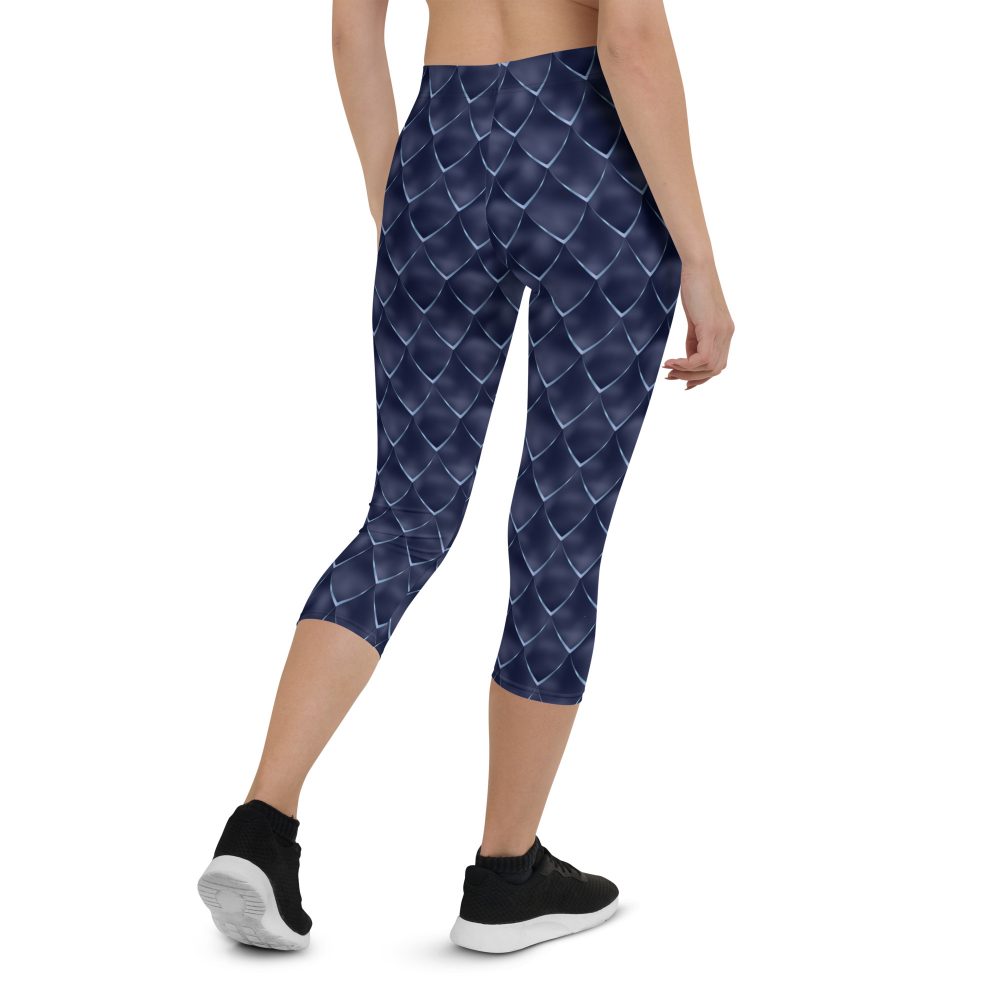 Dragon Cosplay Costume Navy Blue Scales Capri Leggings - Image 2