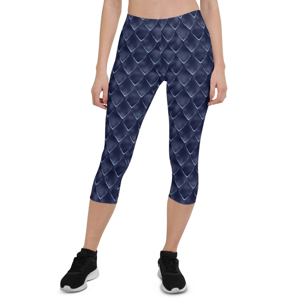 Dragon Cosplay Costume Navy Blue Scales Capri Leggings