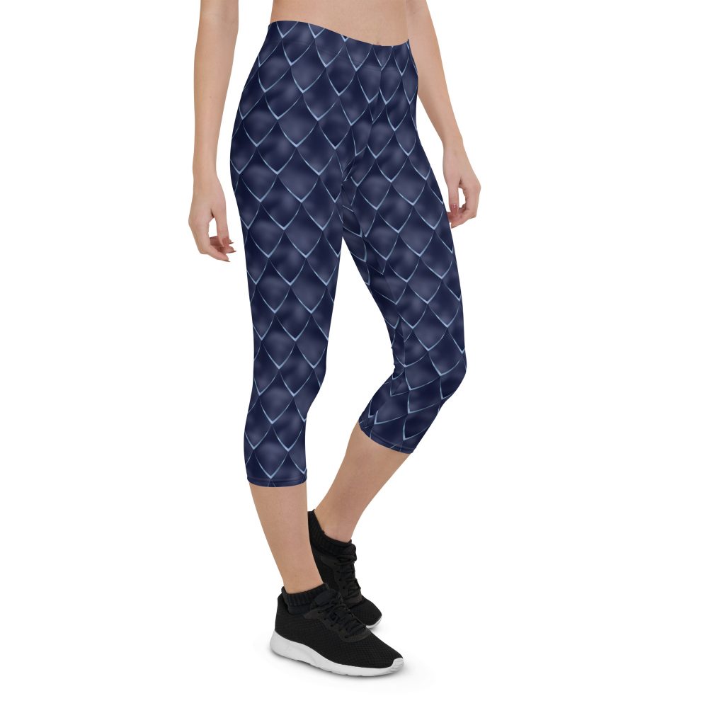 Dragon Cosplay Costume Navy Blue Scales Capri Leggings - Image 6