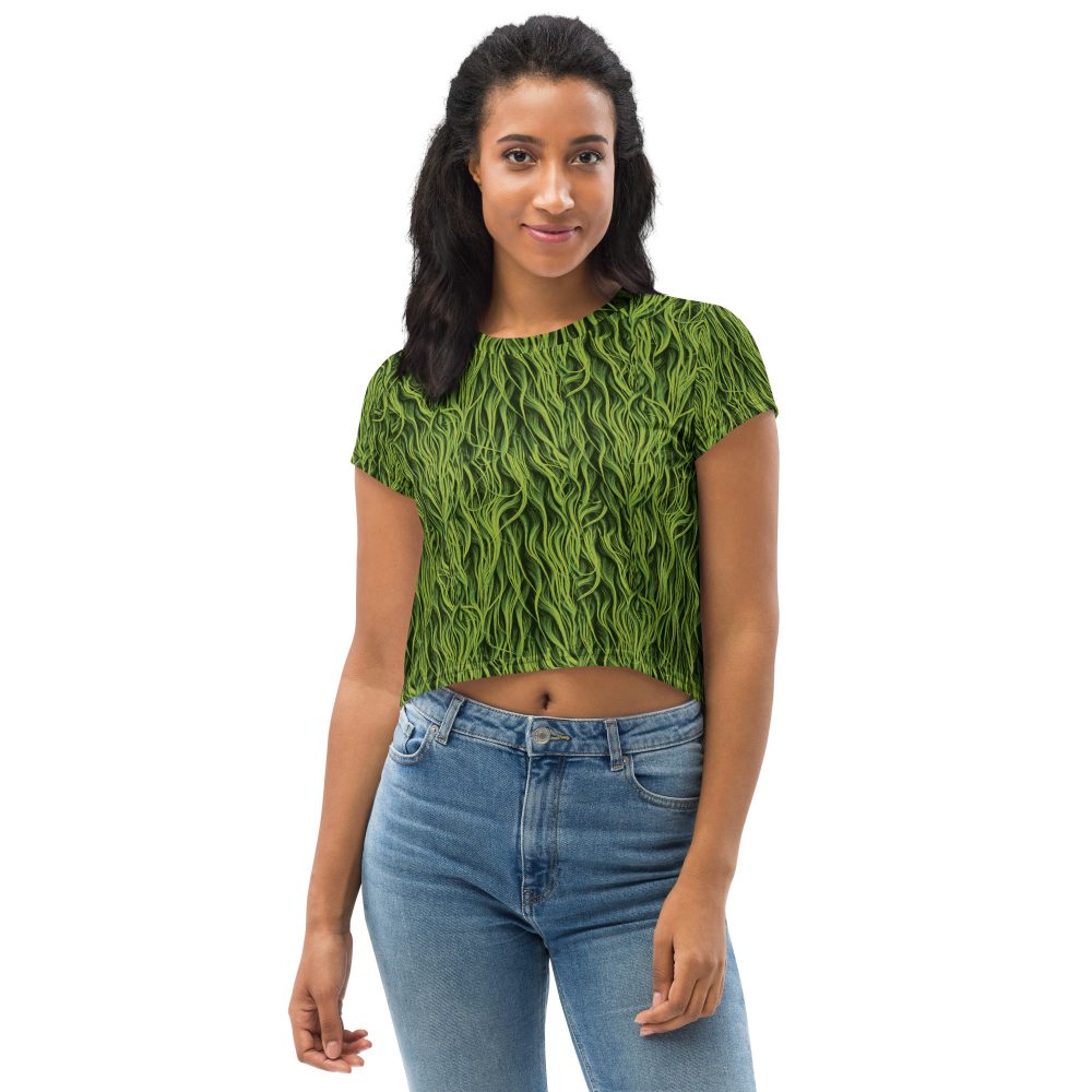 Green Fur Cosplay Costume Printed Crop Tee