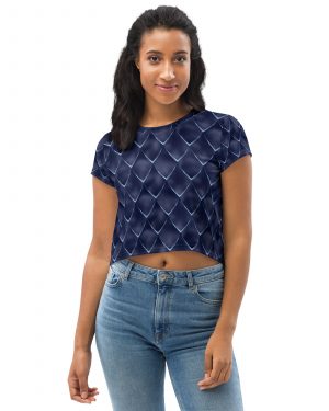 Dragon Cosplay Costume Navy Blue Scales Crop Tee