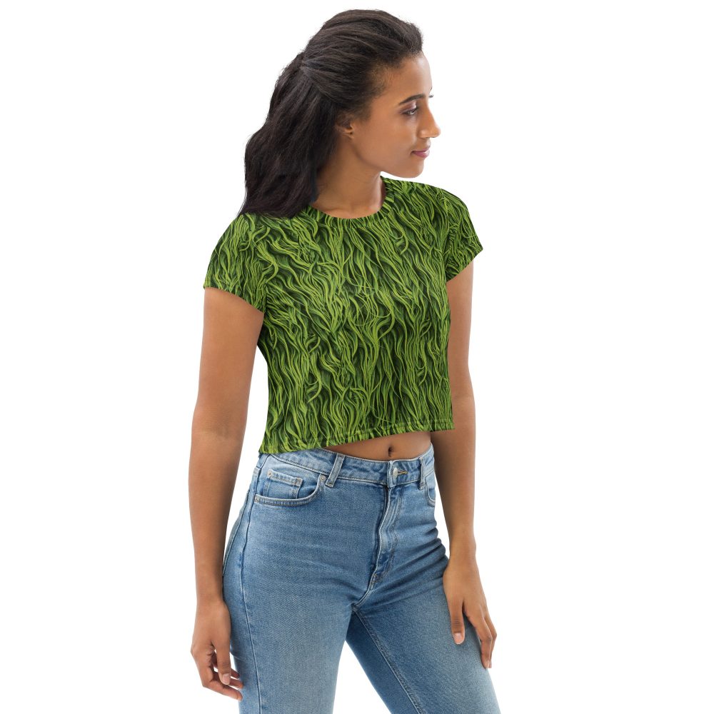 Green Fur Cosplay Costume Printed Crop Tee - Image 4