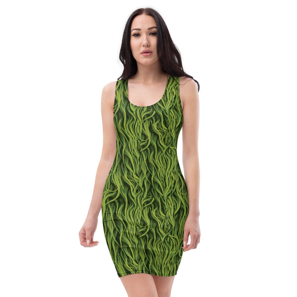 Green Fur Cosplay Costume Fitted Bodycon Dress