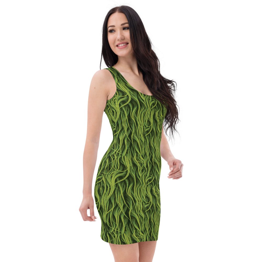 Green Fur Cosplay Costume Fitted Bodycon Dress - Image 4