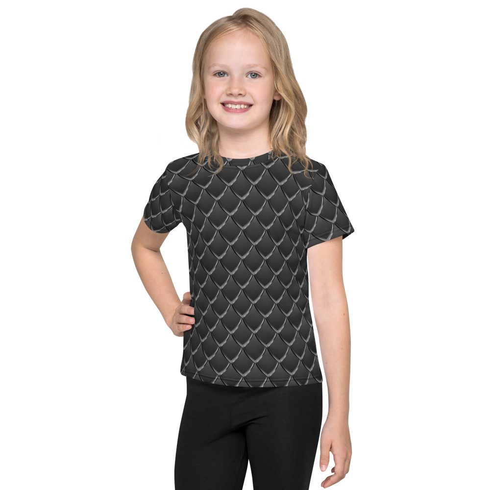 Dragon Cosplay Costume Black Scales Kids T-shirt