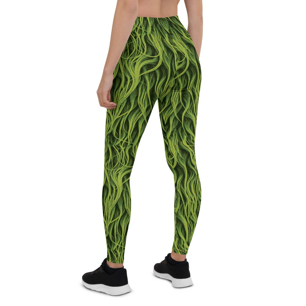 Green Fur Cosplay Costume Printed Leggings - Image 2