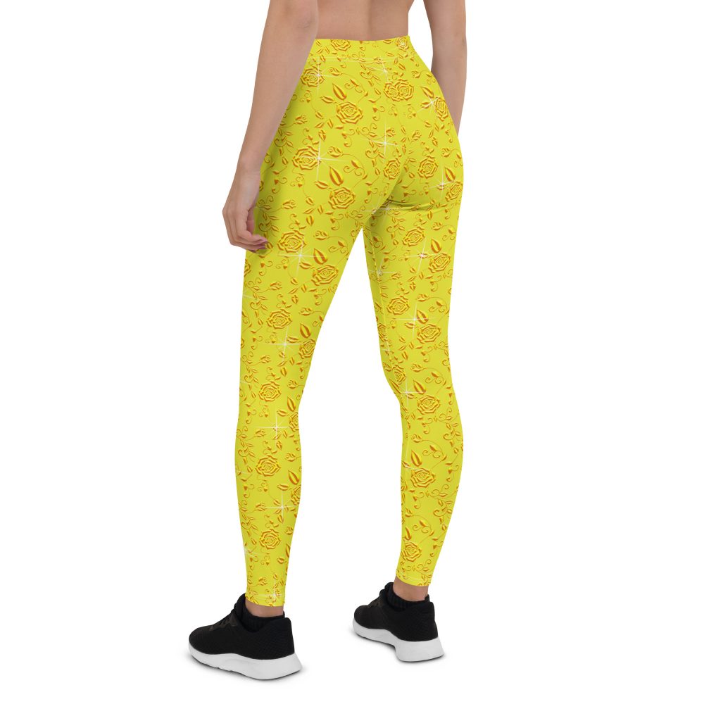 Snow White Cosplay Halloween Costume Yellow Flowers Leggings - Image 2