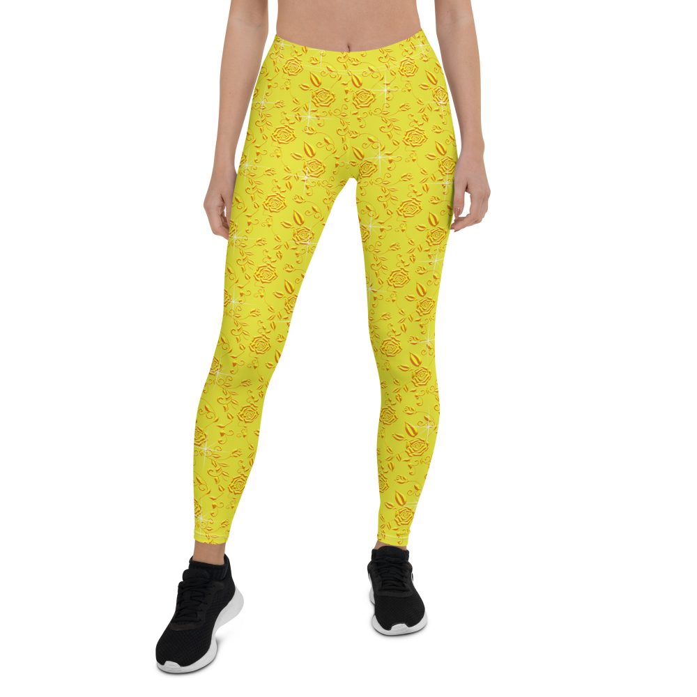 Snow White Cosplay Halloween Costume Yellow Flowers Leggings