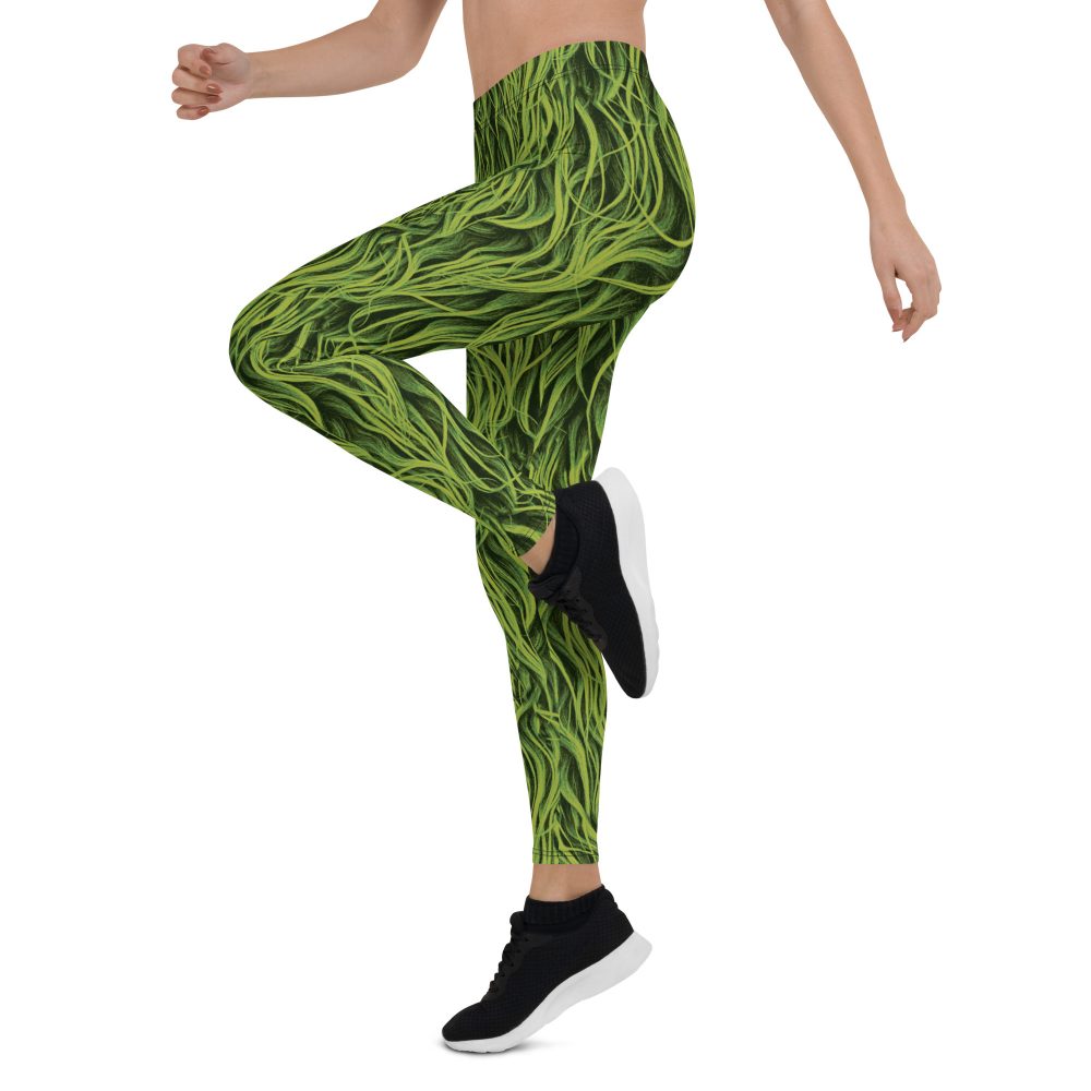 Green Fur Cosplay Costume Printed Leggings - Image 4