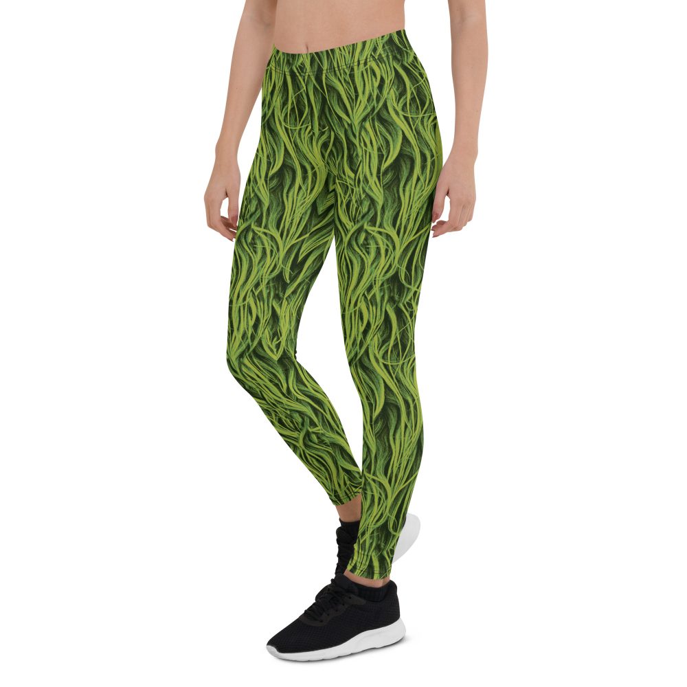 Green Fur Cosplay Costume Printed Leggings - Image 3