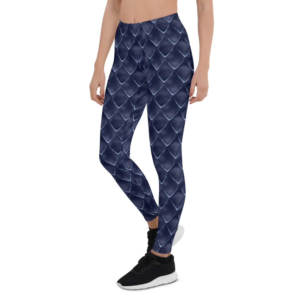 Dragon Cosplay Costume Navy Blue Scales Leggings - Image 3