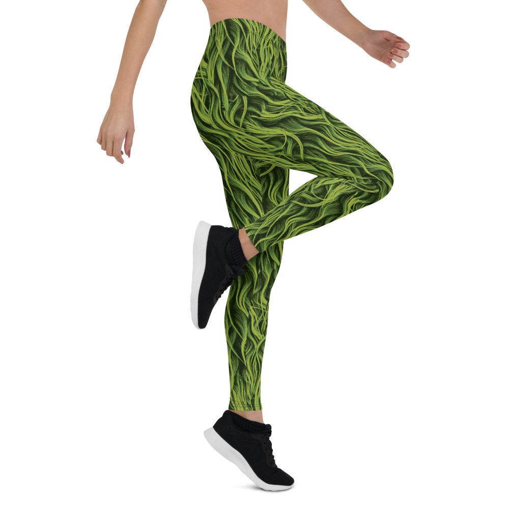 Green Fur Cosplay Costume Printed Leggings - Image 6