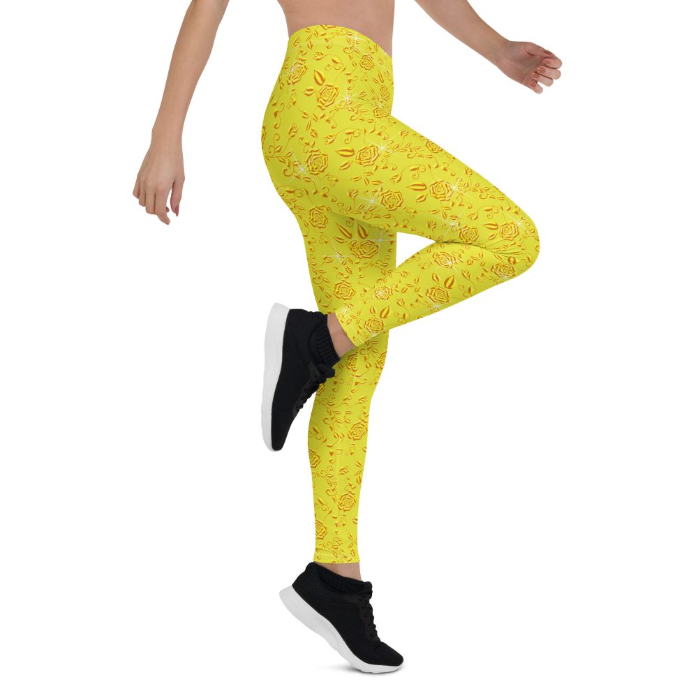 Snow White Cosplay Halloween Costume Yellow Flowers Leggings - Image 6