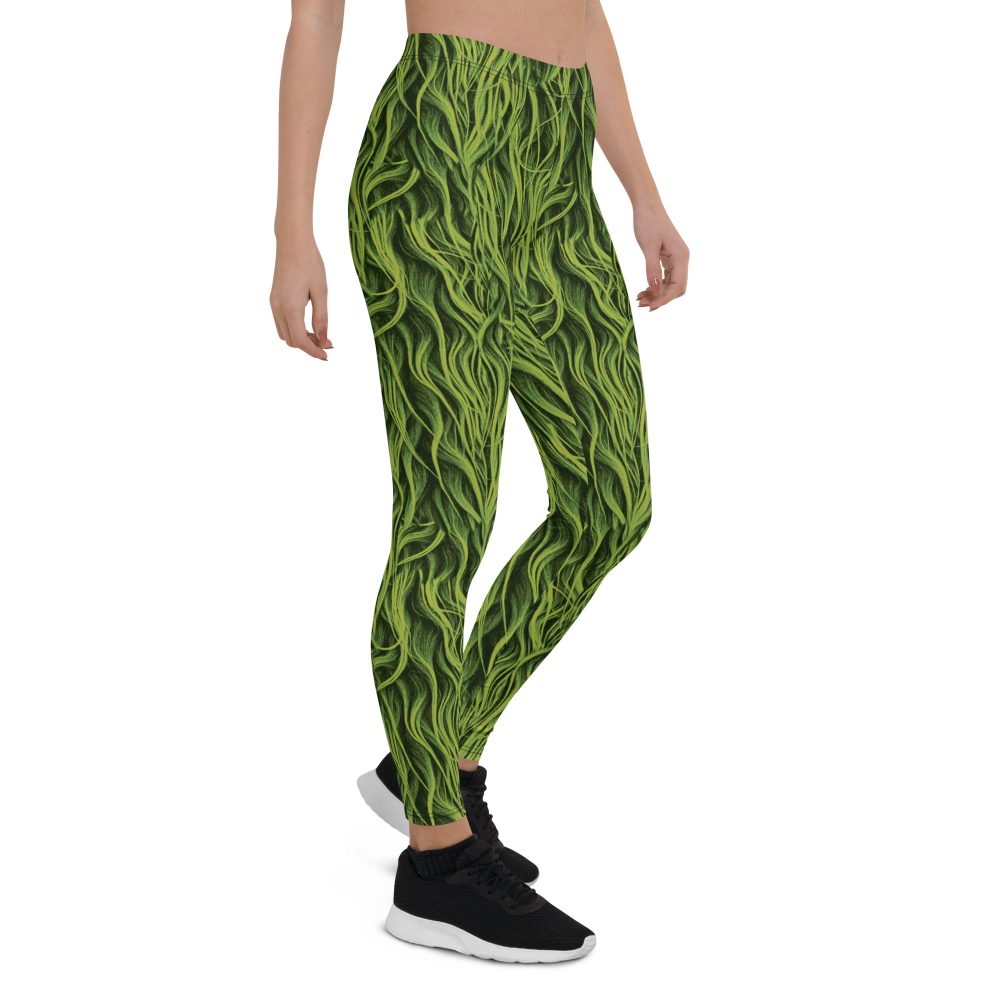 Green Fur Cosplay Costume Printed Leggings - Image 5