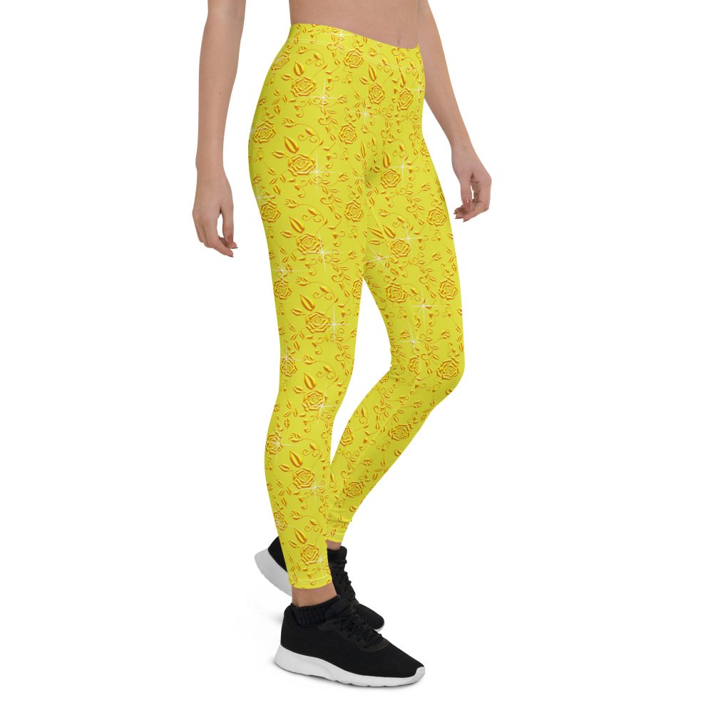 Snow White Cosplay Halloween Costume Yellow Flowers Leggings - Image 5