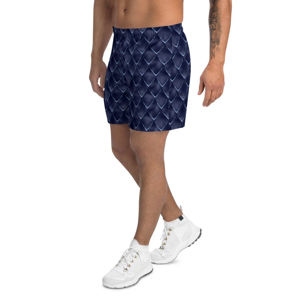 Dragon Cosplay Costume Navy Blue Scales Men's Athletic Shorts - Image 3