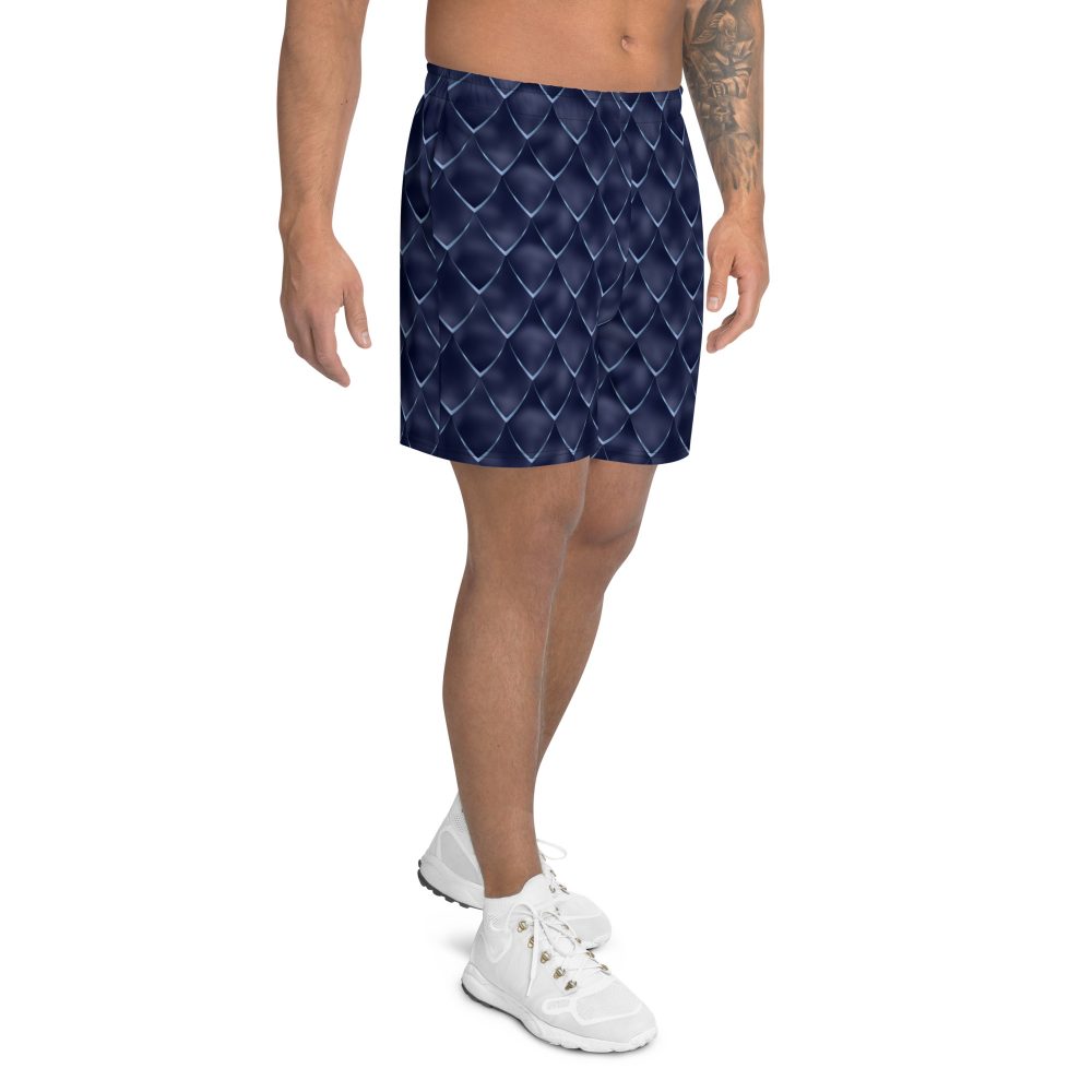 Dragon Cosplay Costume Navy Blue Scales Men's Athletic Shorts - Image 2