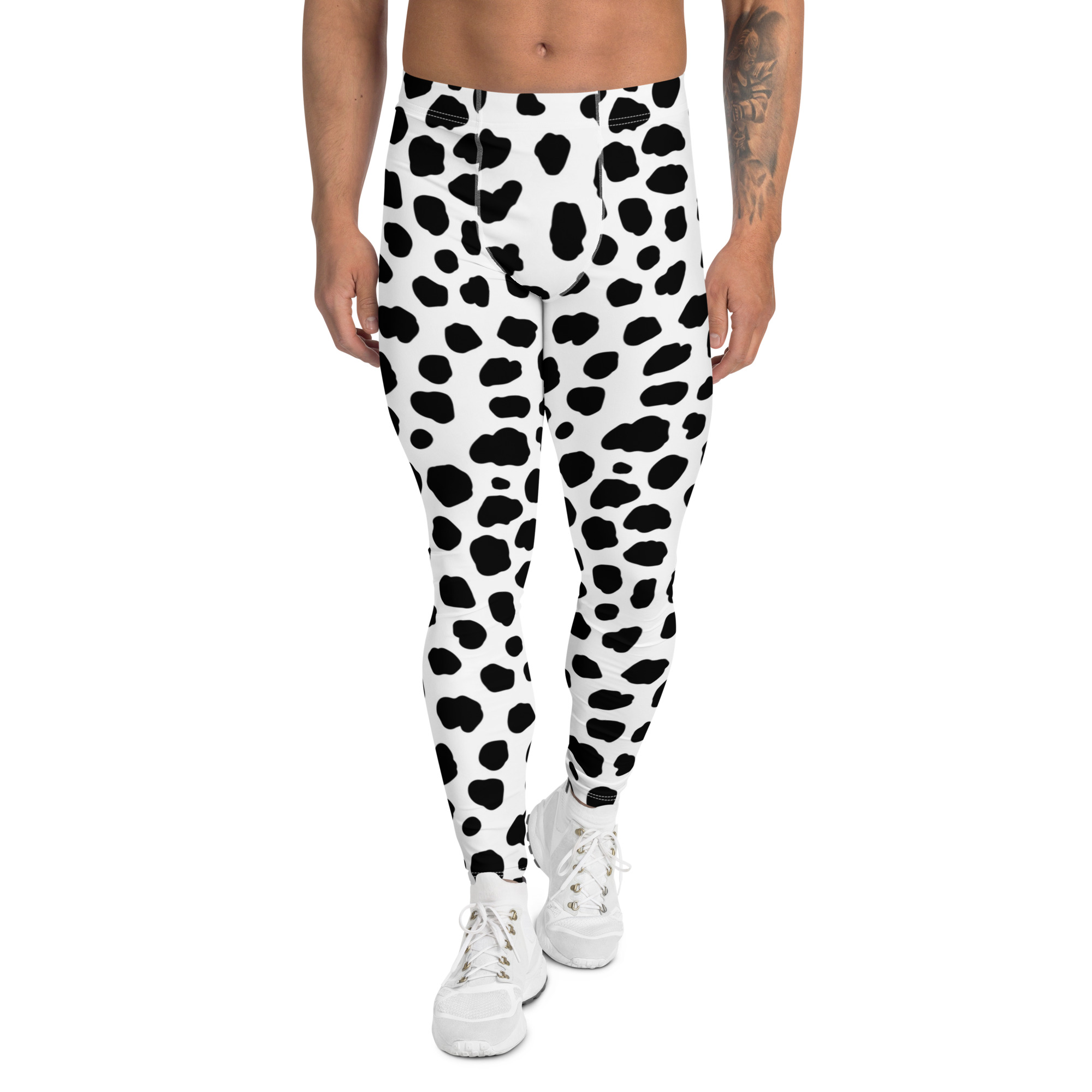 Dalmatian costume, Puppy dog costume, animal print, activewear, running, rundisney, rundisney costume, dance costume, men's costume, uv protection, men's leggings, leggings, meggings, polyester, spandex, gusset