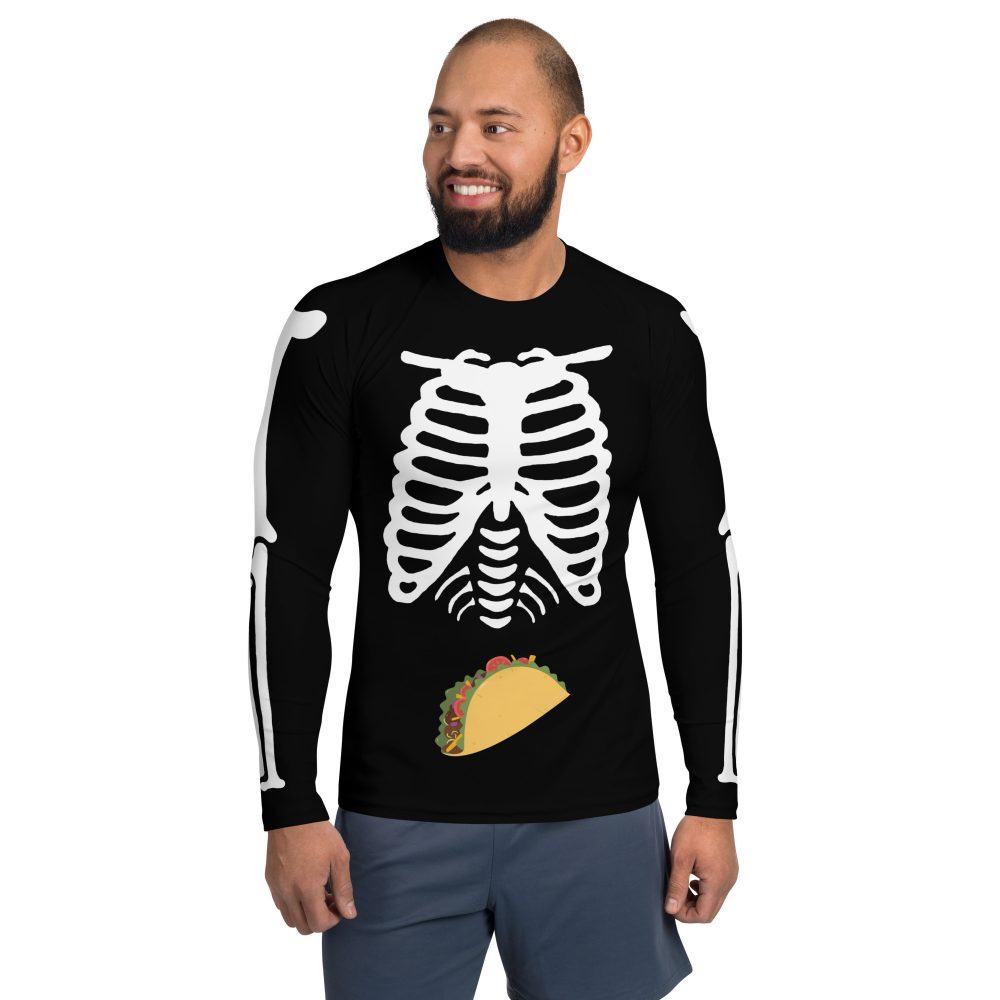 Skeleton Expecting Taco Halloween Cosplay Costume Men's Rash Guard