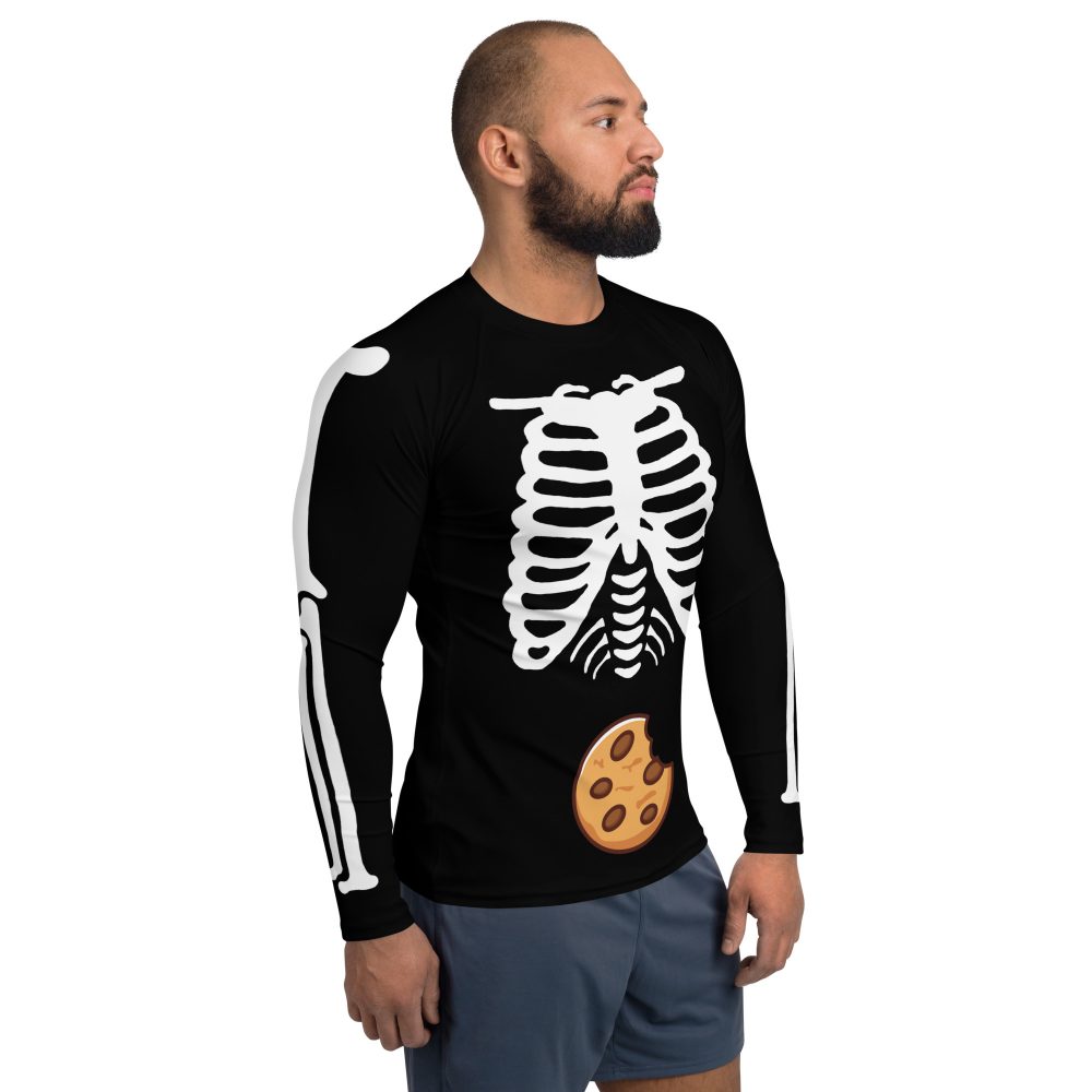 Skeleton Expecting Cookies Halloween Cosplay Costume Men's Rash Guard - Image 4