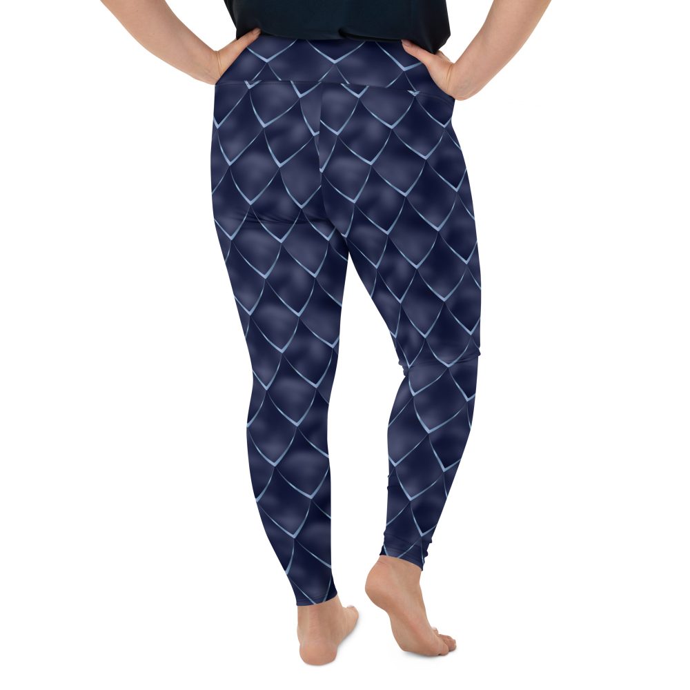 Dragon Cosplay Costume Navy Blue Scales Plus Size Leggings - Image 2