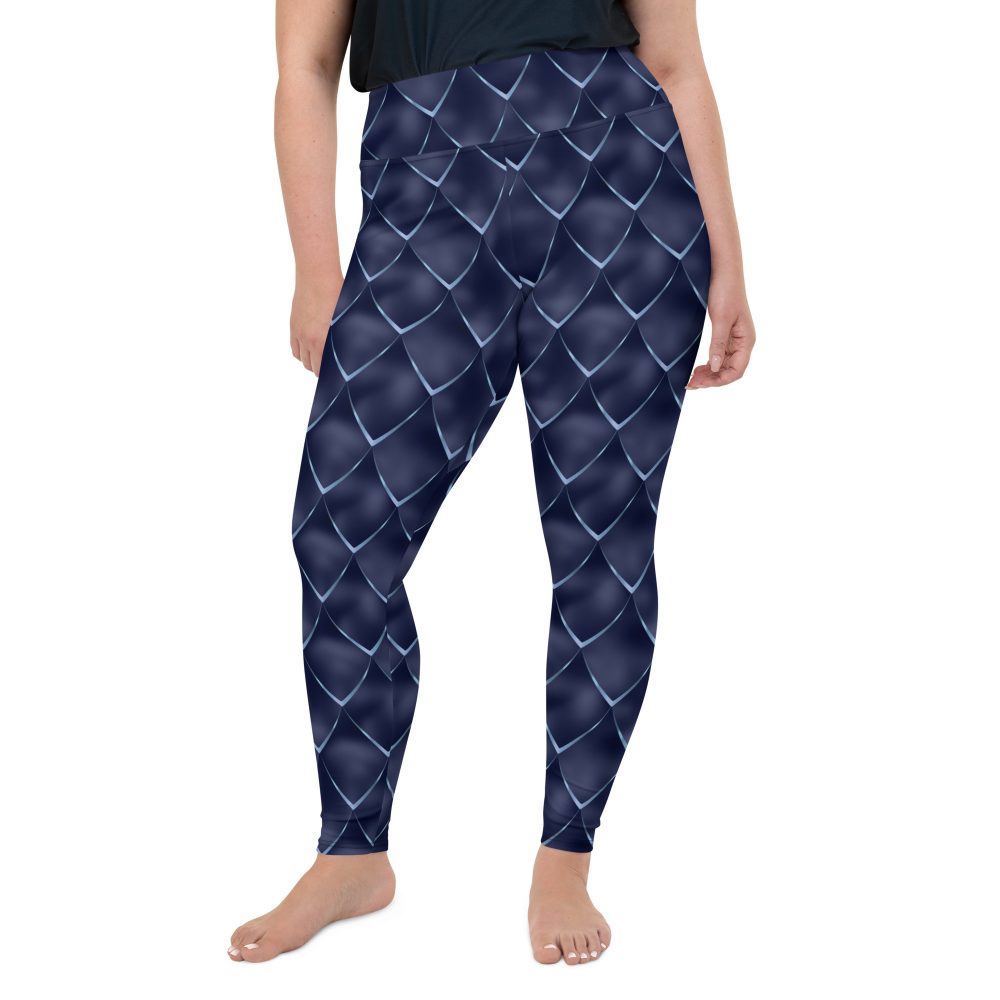 Dragon Cosplay Costume Navy Blue Scales Plus Size Leggings