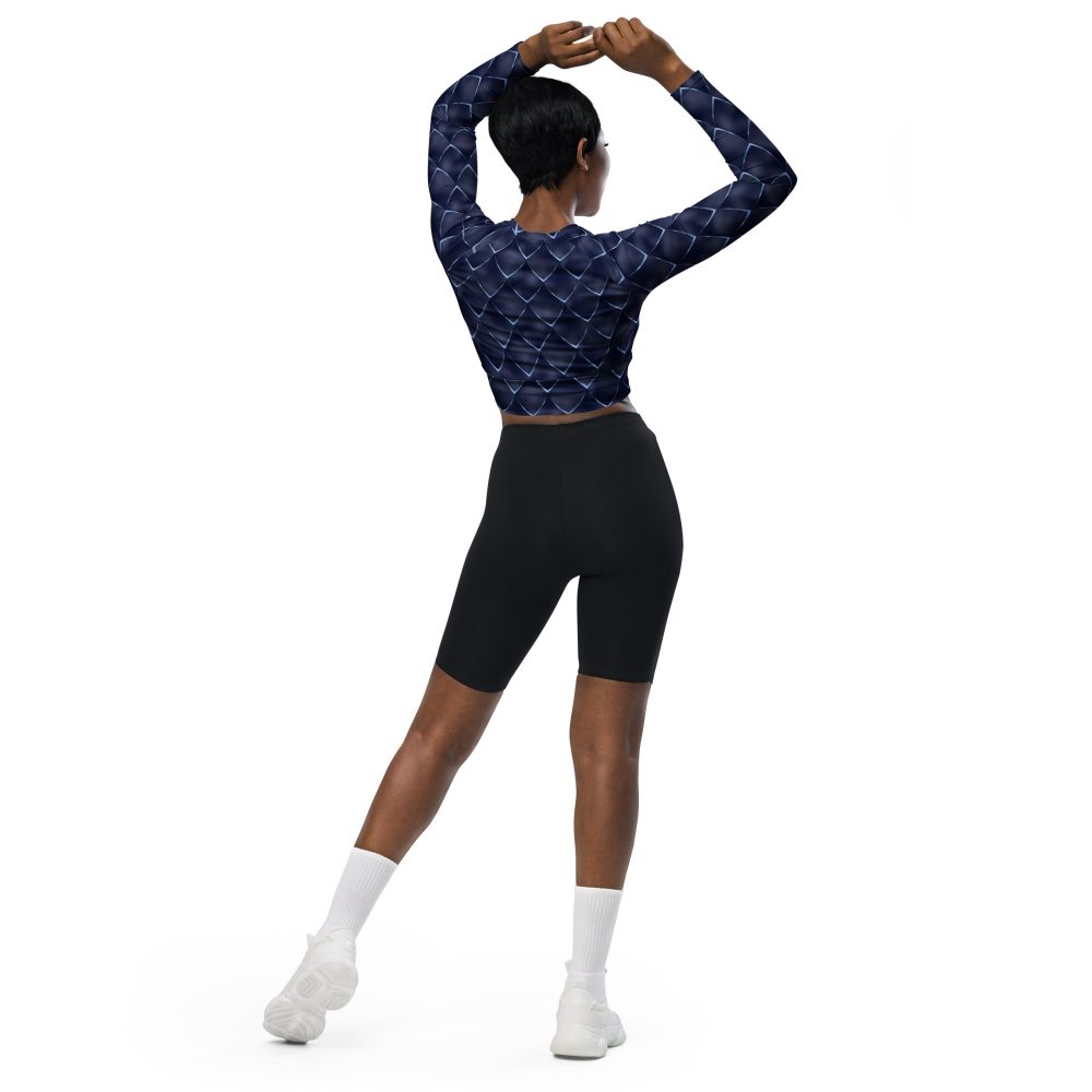 Dragon Cosplay Costume Navy Blue Scales Long-sleeve crop top - Image 3