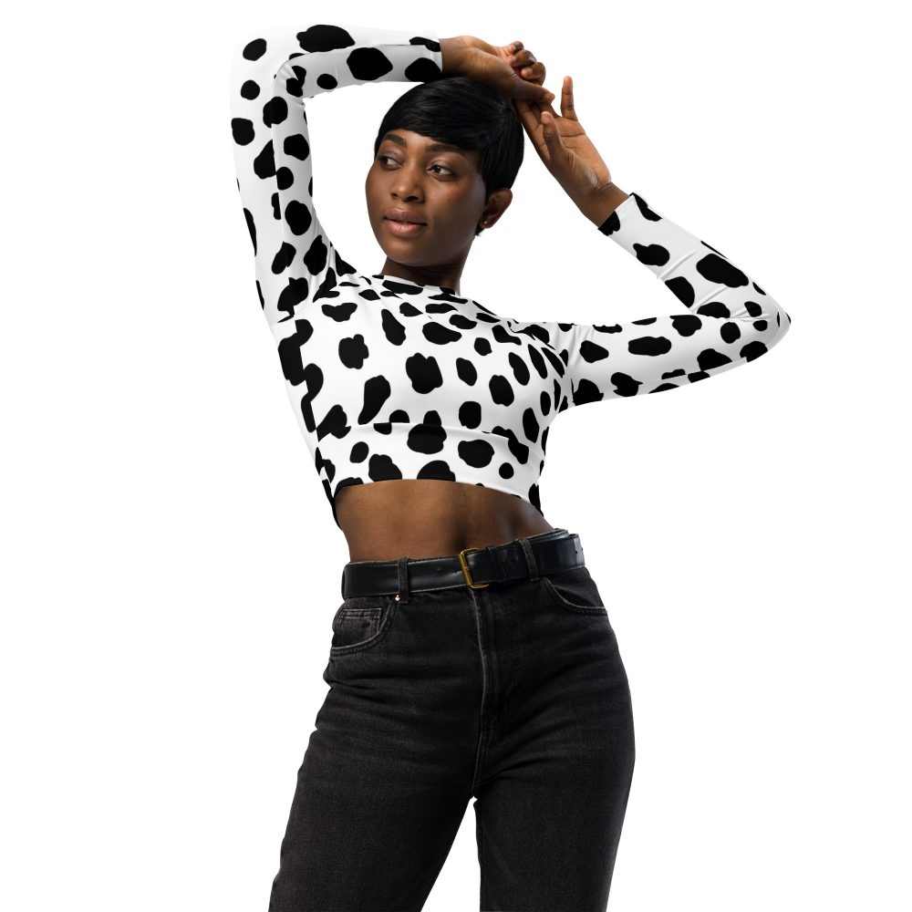 Dalmatian Puppy Dog Cosplay Halloween Costume long-sleeve crop top - Image 2