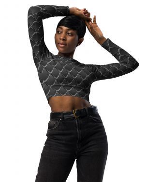 Dragon Cosplay Costume Black Scales Long-sleeve crop top