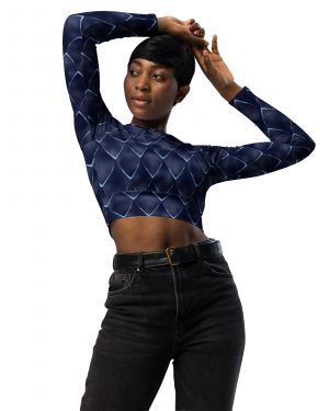 Dragon Cosplay Costume Navy Blue Scales Long-sleeve crop top