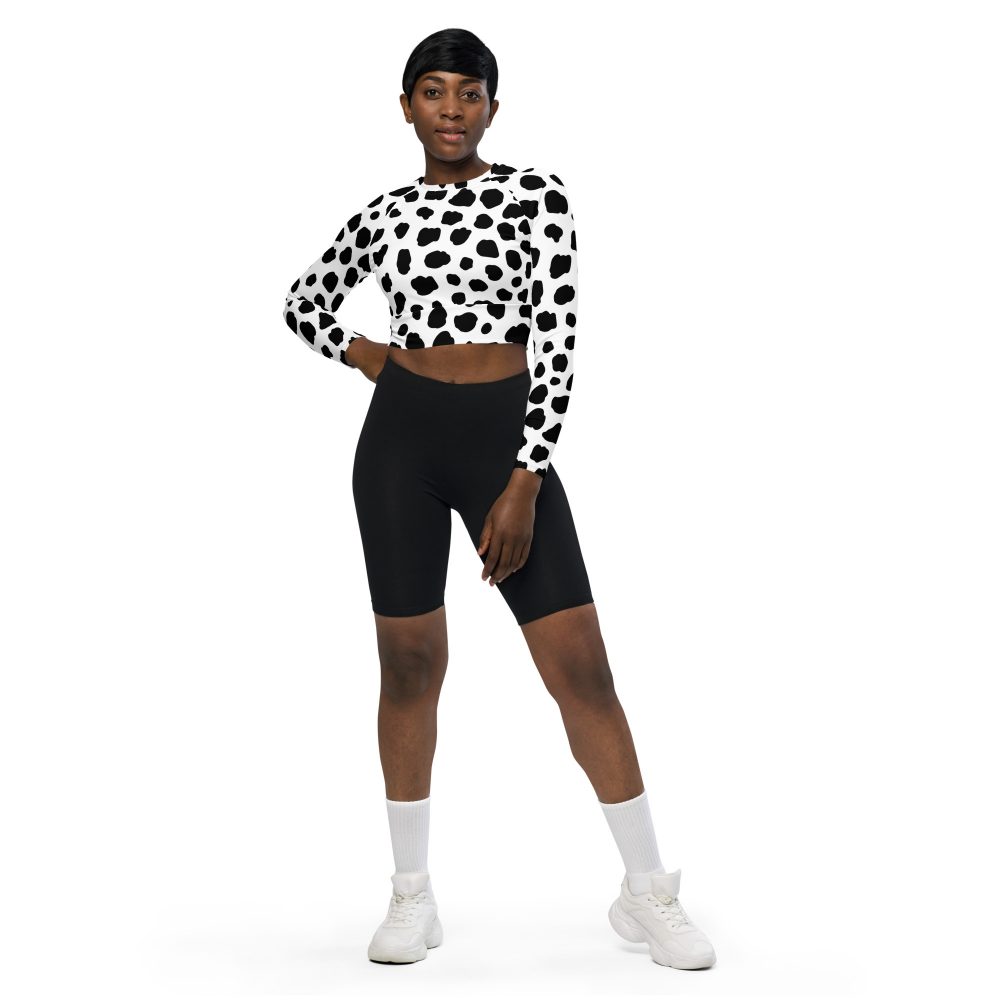 Dalmatian Puppy Dog Cosplay Halloween Costume long-sleeve crop top