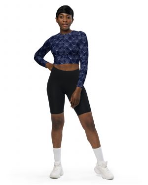 Dragon Cosplay Costume Navy Blue Scales Long-sleeve crop top