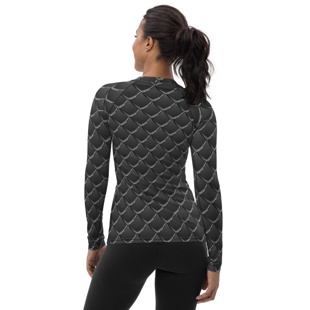 Dragon Cosplay Costume Black Scales Women's Rash Guard - Image 2