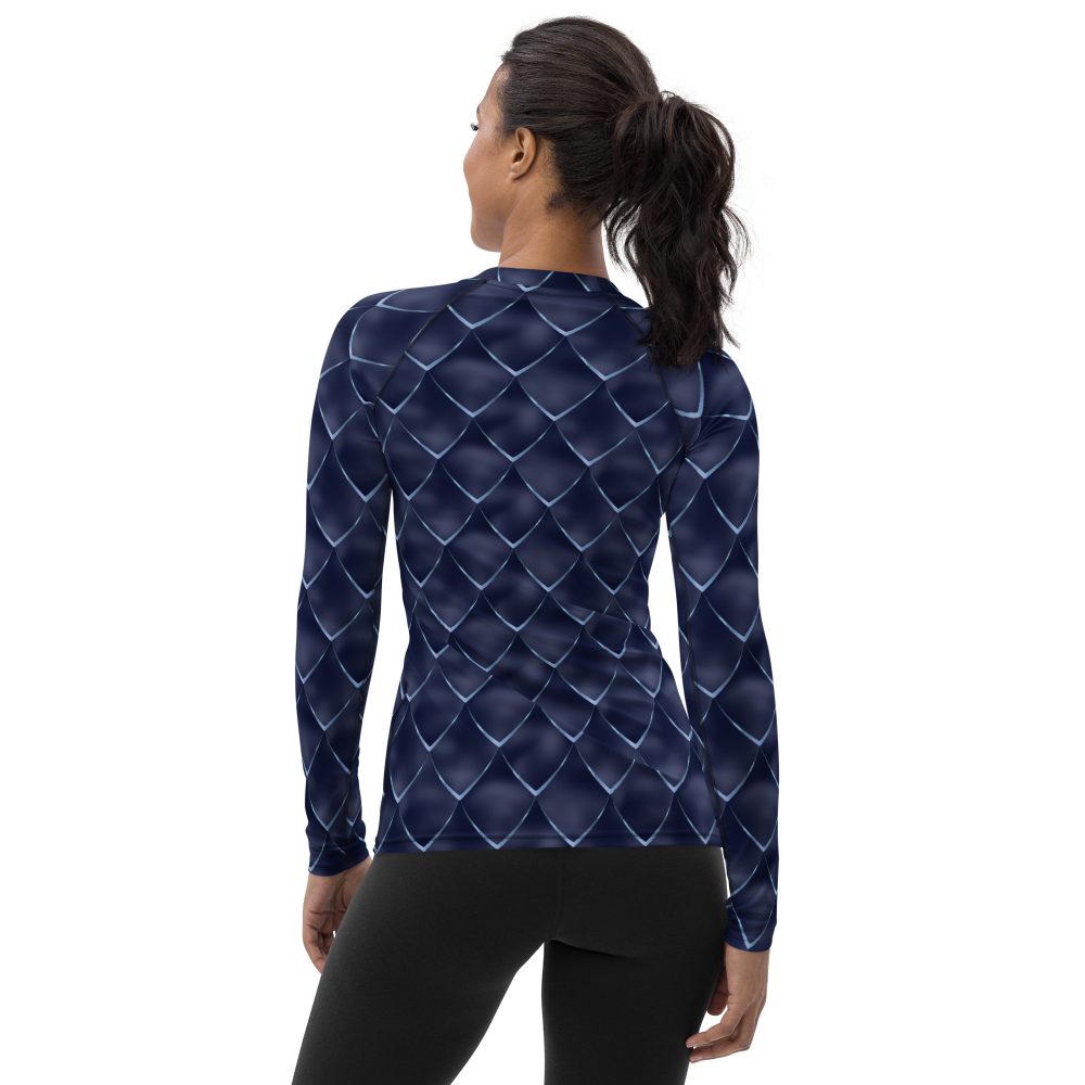 Dragon Cosplay Costume Navy Blue Scales Women's Rash Guard - Image 2