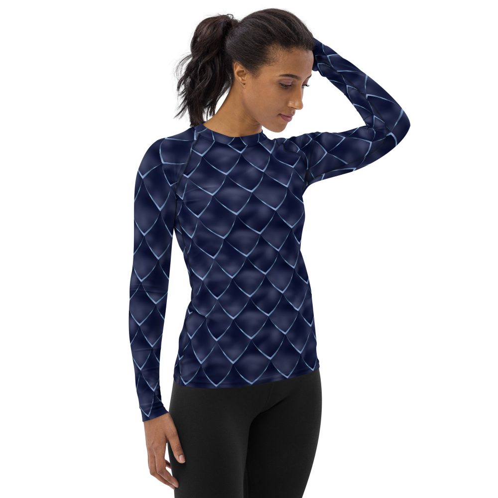 Dragon Cosplay Costume Navy Blue Scales Women's Rash Guard - Image 4