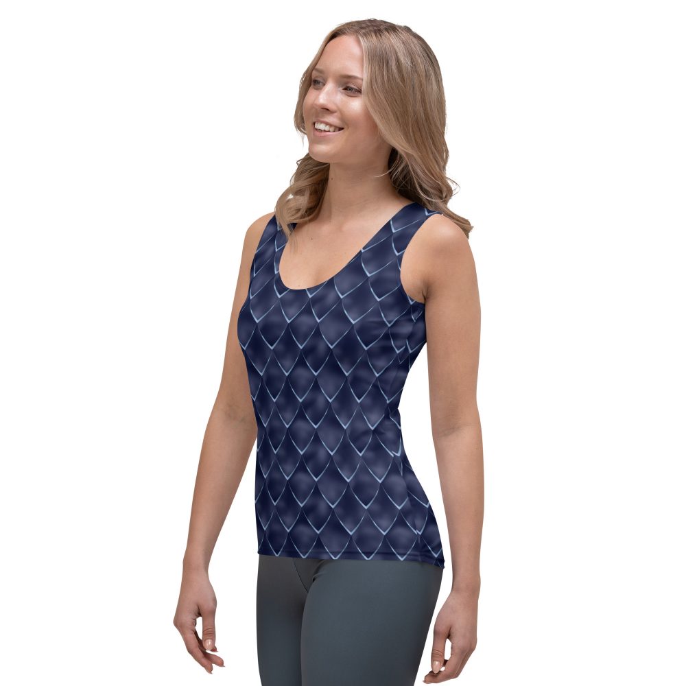 Dragon Cosplay Costume Navy Blue Scales Tank Top - Image 3