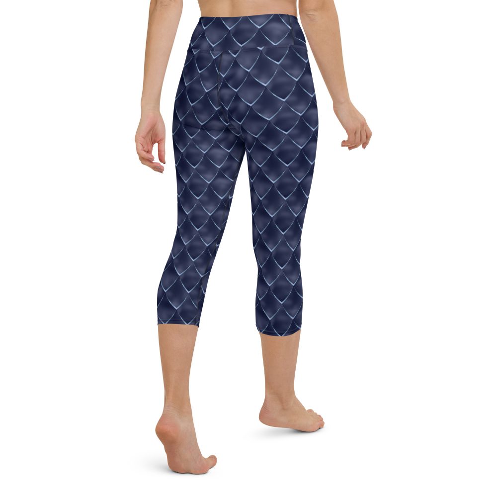 Dragon Cosplay Costume Navy Blue Scales Yoga Capri Leggings - Image 6