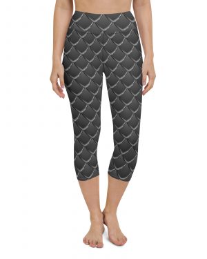 Dragon Cosplay Costume Black Scales Yoga Capri Leggings