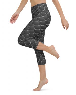 Dragon Cosplay Costume Black Scales Yoga Capri Leggings